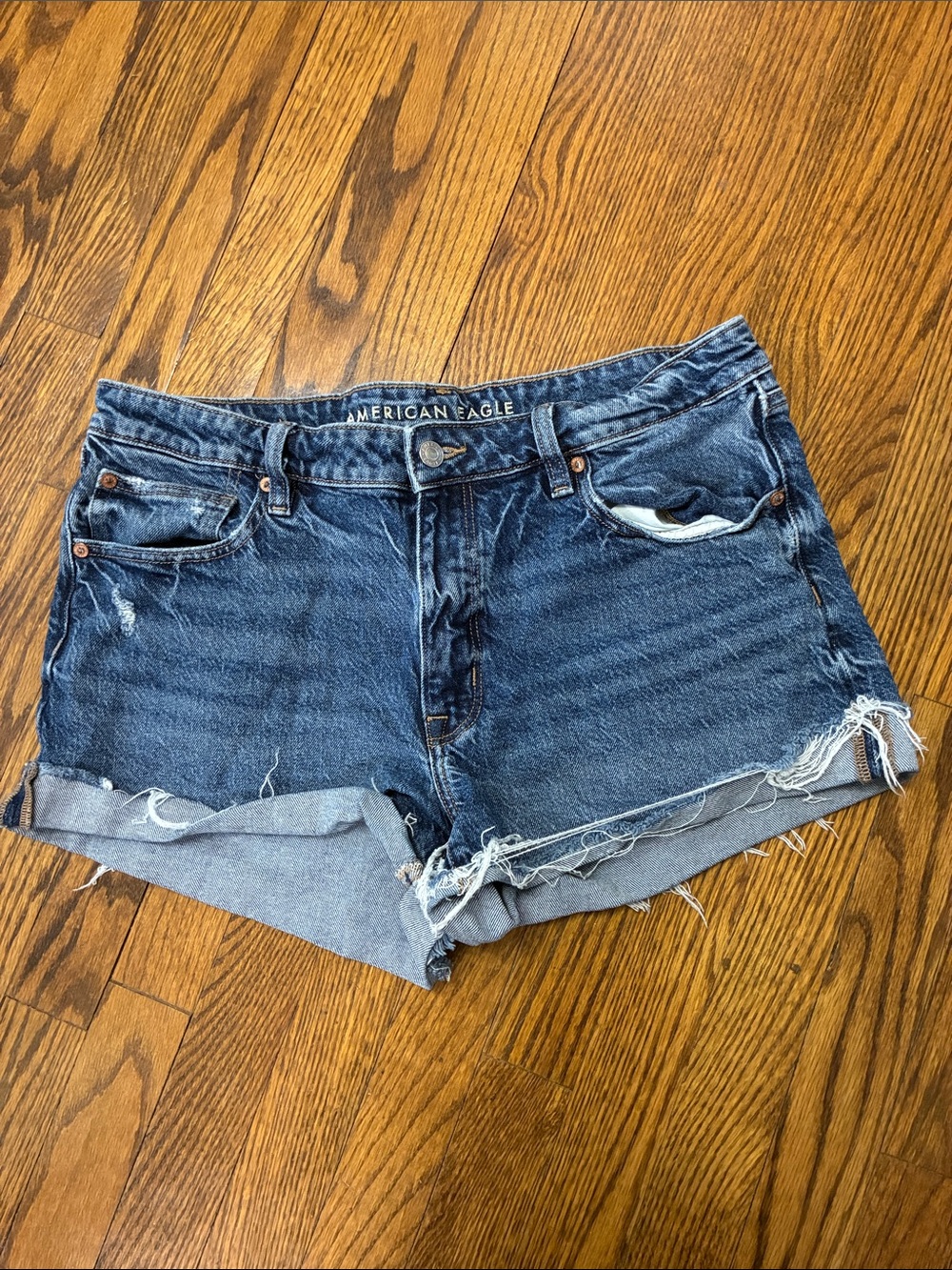 American Eagle jean Distressed Denim Cutoff Shorts perfect shortie size 12